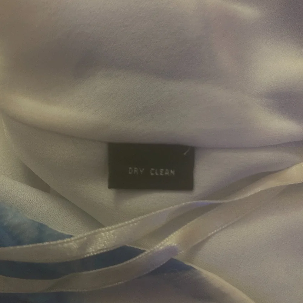 Lauren Ralph Lauren Skirt Sz M Blue Silk Ruffle Midi Watercolor Preppy Old Money